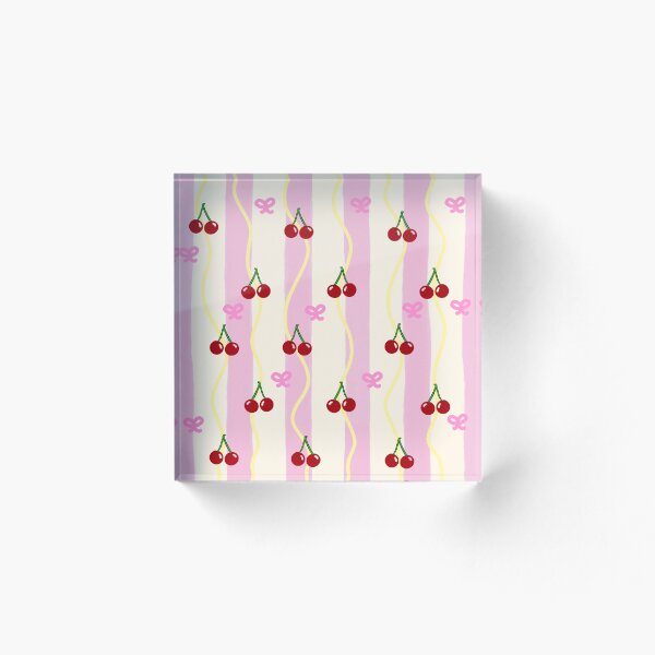 Artikelvorschau, Kirschen rosa weiß gelb Kokette Schleifen Streifen Design entworfen und verkauft von pasteldreams26.