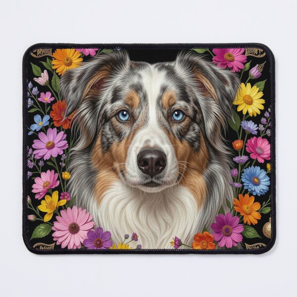Item preview, Australian Shepherd | Floral Frame designed and sold by JanjjaSoulInk.