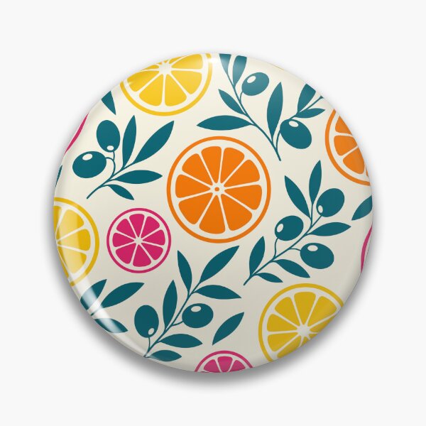 Item preview, Vibrant Retro Citrus Fruits and Olive Branches Seamless Pattern  designed and sold by DiNata.