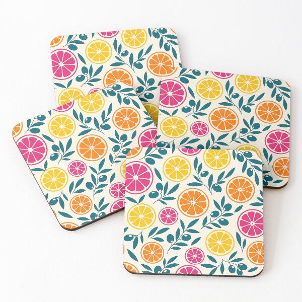 Item preview, Vibrant Retro Citrus Fruits and Olive Branches Seamless Pattern  designed and sold by DiNata.