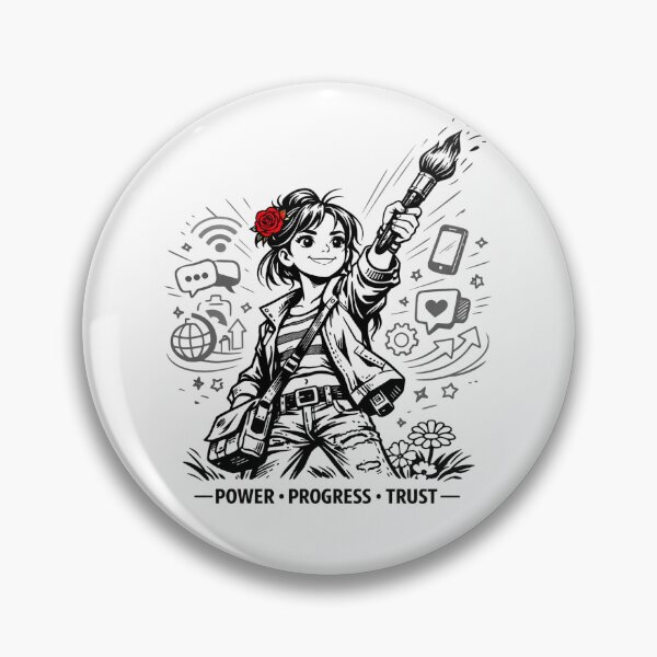 Item preview, Woman with brush and a bag standing challenging background symbols  designed and sold by wallartofmio.