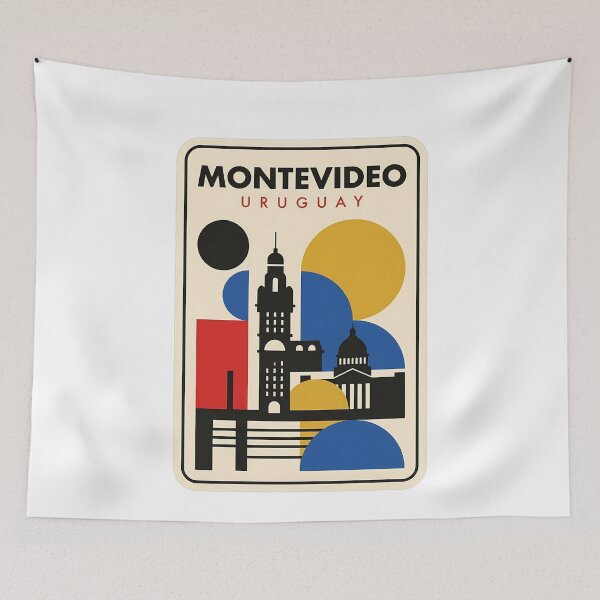 Item preview, Retro Montevideo Uruguay Geometric City Skyline designed and sold by k3rstman1.