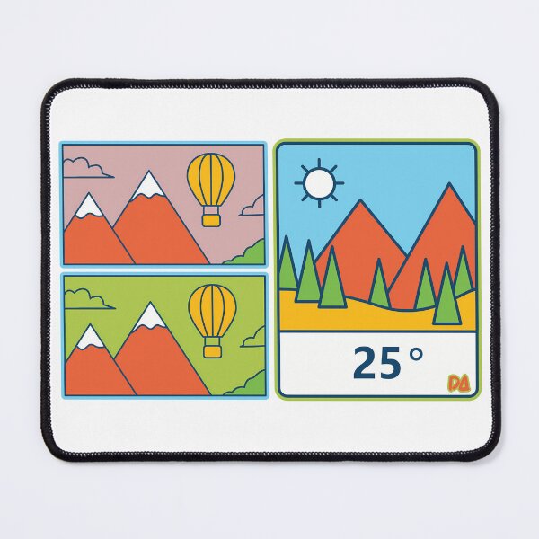 Item preview, Minimalist Travel Infographic 25 Degrees Mountain Landscape Hot Air Balloon Streetwear Graphic designed and sold by DesignArtist.ia.