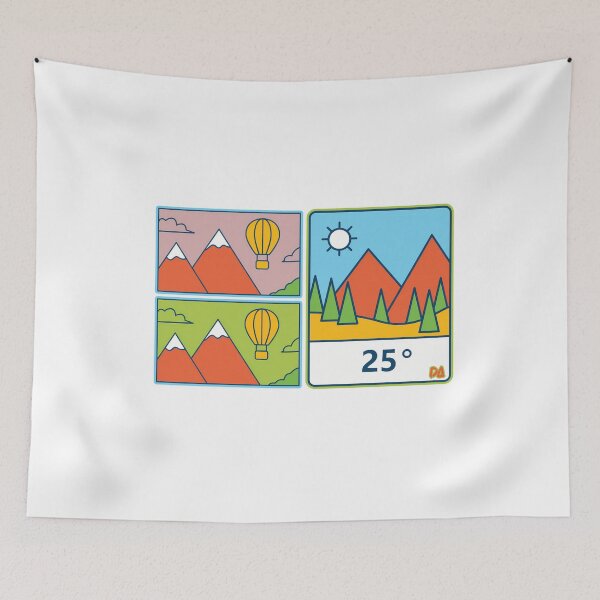 Item preview, Minimalist Travel Infographic 25 Degrees Mountain Landscape Hot Air Balloon Streetwear Graphic designed and sold by DesignArtist.ia.