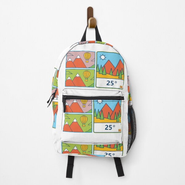 Item preview, Minimalist Travel Infographic 25 Degrees Mountain Landscape Hot Air Balloon Streetwear Graphic designed and sold by DesignArtist.ia.