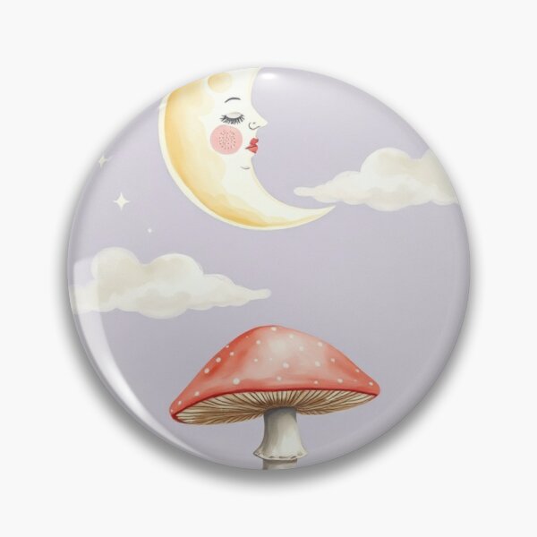 Item preview, Whimsical Watercolor Moon and Toadstool Illustration designed and sold by Vida e Arte.
