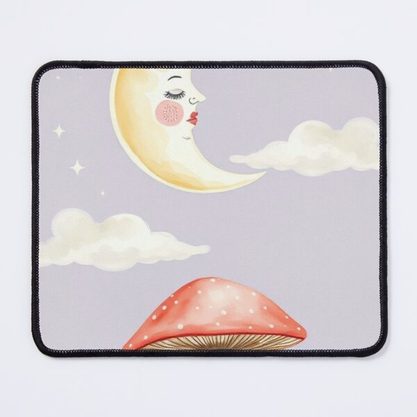 Item preview, Whimsical Watercolor Moon and Toadstool Illustration designed and sold by Vida e Arte.