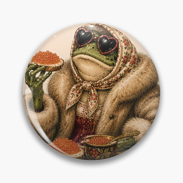 Item preview, Vintage Slavic Girl Frog Red Caviar Babushka Scarf and Fur Coat designed and sold by BeataPrint.