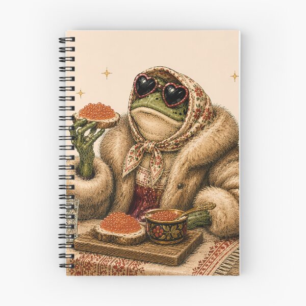 Item preview, Vintage Slavic Girl Frog Red Caviar Babushka Scarf and Fur Coat designed and sold by BeataPrint.