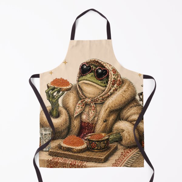 Item preview, Vintage Slavic Girl Frog Red Caviar Babushka Scarf and Fur Coat designed and sold by BeataPrint.