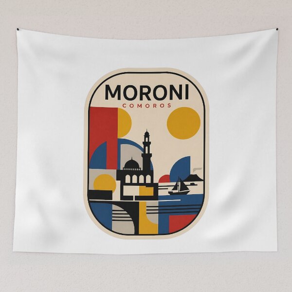 Item preview, Vintage Moroni Comoros Geometric Travel Cityscape designed and sold by k3rstman1.