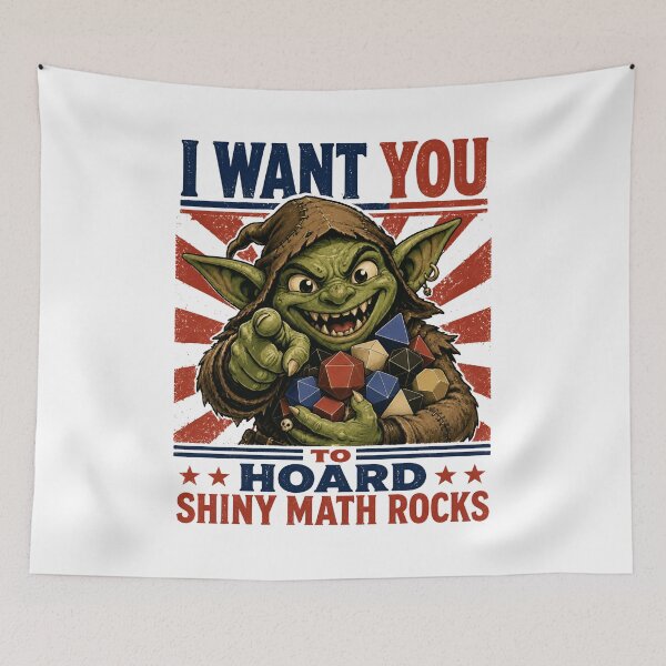 Item preview, Hoard Shiny Math Rocks Cute Dice Goblin Parody designed and sold by Fenay Designs.