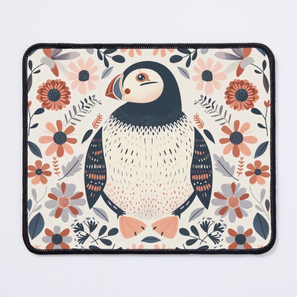 Item preview, Scandinavian Folk Art, Floral Puffin designed and sold by xiao xuans.