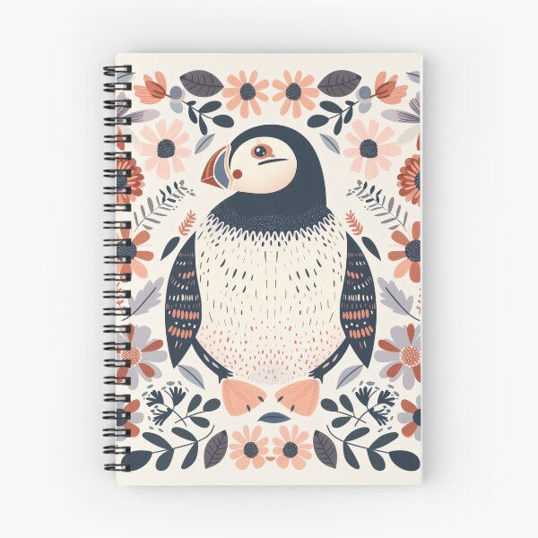 Item preview, Scandinavian Folk Art, Floral Puffin designed and sold by xiao xuans.