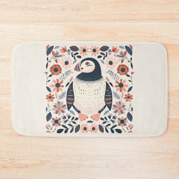 Item preview, Scandinavian Folk Art, Floral Puffin designed and sold by xiao xuans.