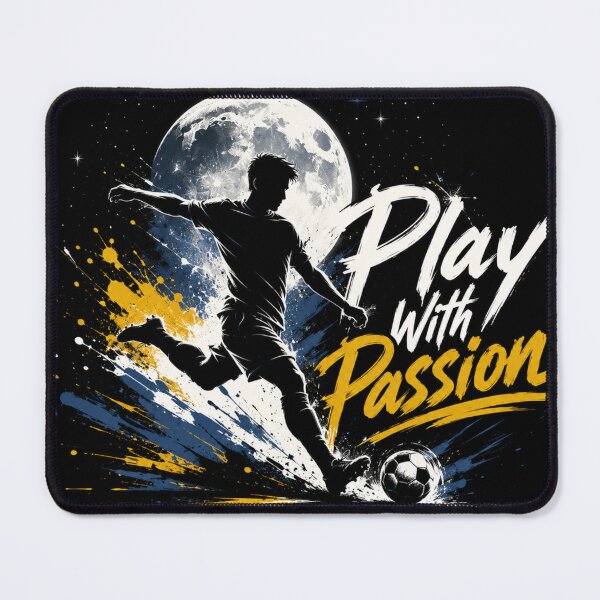 Item preview, Play With Passion Football Silhouette | Soccer Player Moon Night Graphic designed and sold by DoneAndDusted.