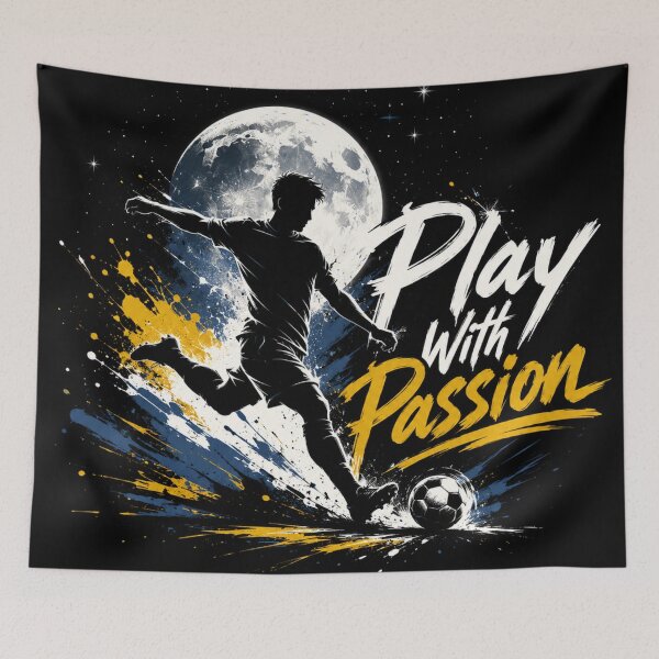 Item preview, Play With Passion Football Silhouette | Soccer Player Moon Night Graphic designed and sold by DoneAndDusted.