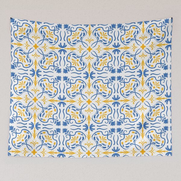 Item preview, Blue Golden Floral Mediterranean Summer designed and sold by sunsmilestudio.