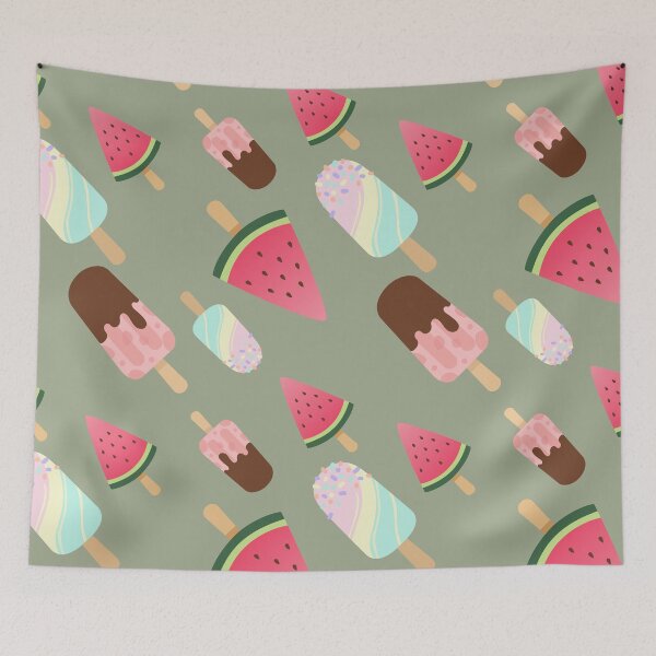 Item preview, Cute Watermelon and Summer Ice Cream Popsicles Pattern designed and sold by Nikola Dio.