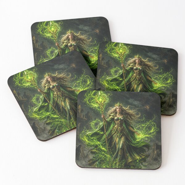 Item preview, Emerald Crystal Sorceress Queen | Green Arcane Magic Fantasy Art designed and sold by DrakariArt.