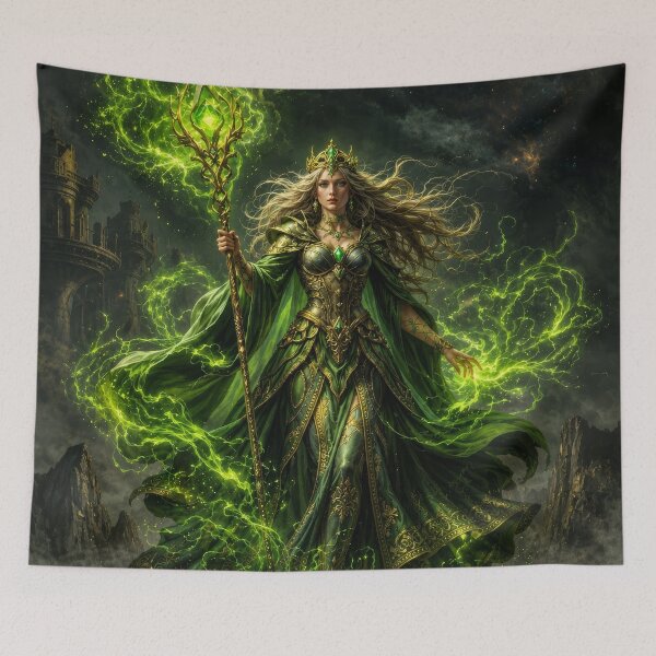 Item preview, Emerald Crystal Sorceress Queen | Green Arcane Magic Fantasy Art designed and sold by DrakariArt.