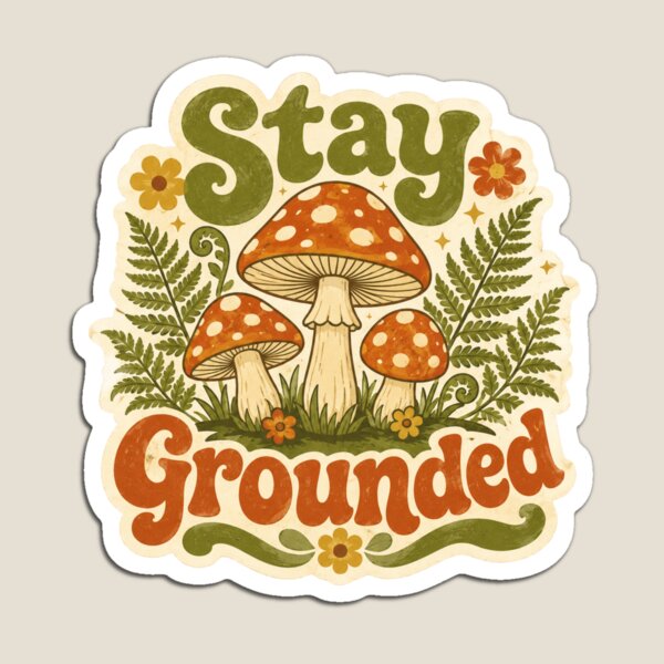 Item preview, Retro Mushroom Stay Grounded 70s Cottagecore Nature designed and sold by Kummy Bear Shop.