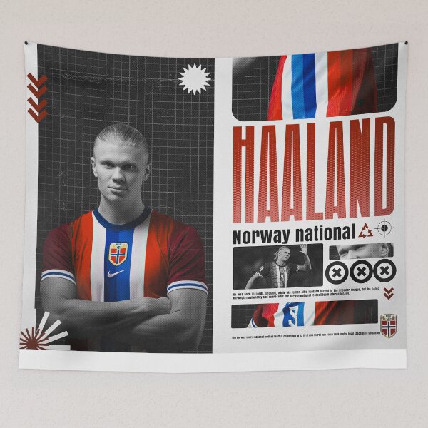 Item preview, Erling Haaland - Norway #9 Striker Industrial Graphic Art designed and sold by Shopunte.