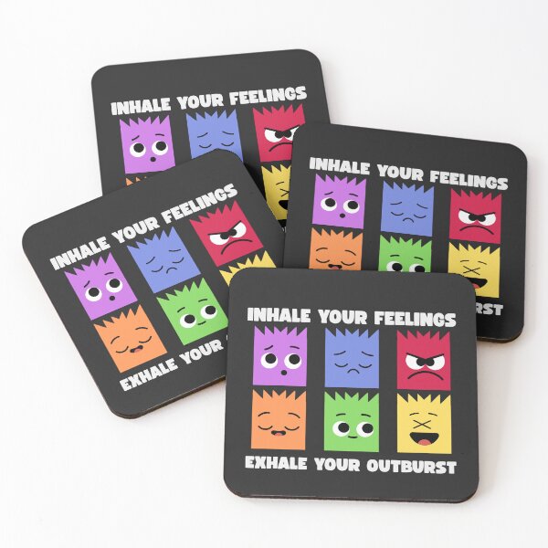 Item preview, Inhale Your Feelings Exhale Your Outburst Colorful Emotion Characters Mental Health Quote designed and sold by SHREE ART STUDIO.