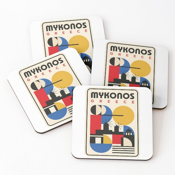 Item preview, Vintage Mykonos Greece Bauhaus Style Geometric Scene designed and sold by k3rstman1.