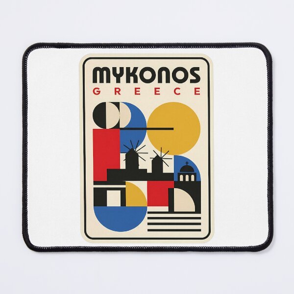Item preview, Vintage Mykonos Greece Bauhaus Style Geometric Scene designed and sold by k3rstman1.