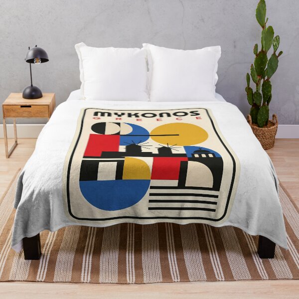 Item preview, Vintage Mykonos Greece Bauhaus Style Geometric Scene designed and sold by k3rstman1.