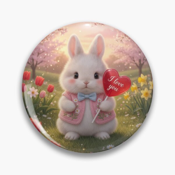 Item preview, Cute Fluffy Bunny with I Love You Heart – Magical Spring Garden Valentine Rabbit designed and sold by lovelistivkaa.