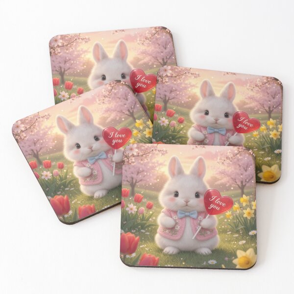 Item preview, Cute Fluffy Bunny with I Love You Heart – Magical Spring Garden Valentine Rabbit designed and sold by lovelistivkaa.