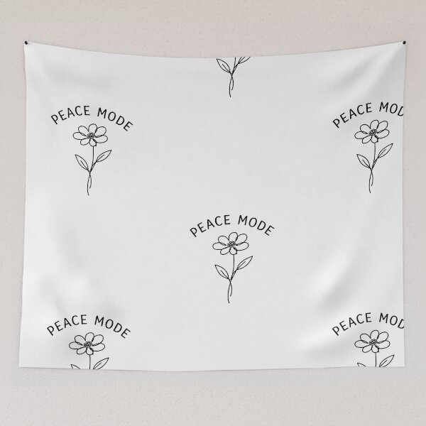 Item preview, A fine natural on white background black drawn flower with peace mode letters  designed and sold by wallartofmio.