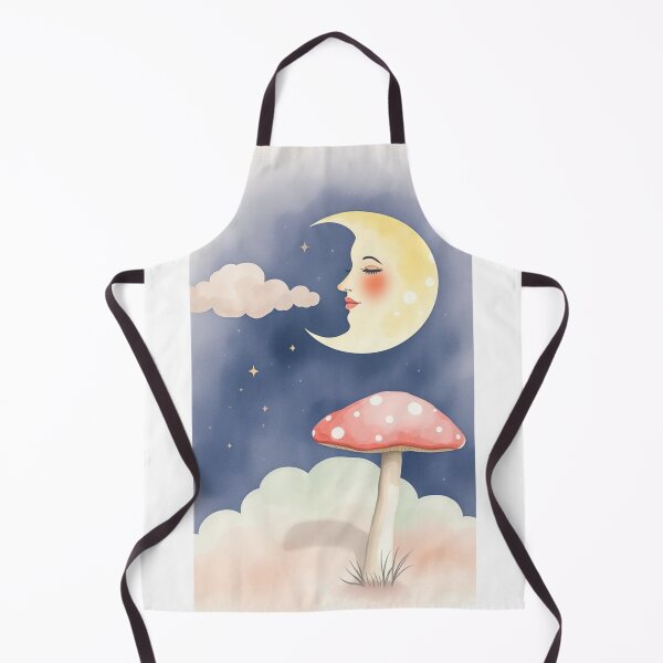 Item preview, Whimsical Sleeping Moon and Mushroom Watercolor Illustration designed and sold by Vida e Arte.