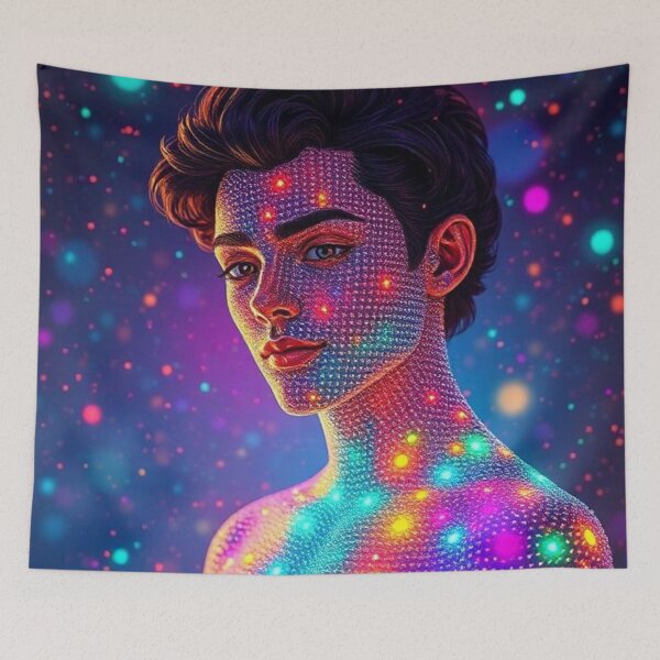 Item preview, Handsome Male with Multicolored Orbs | Surrealist Artistic Portrait designed and sold by RAISC.