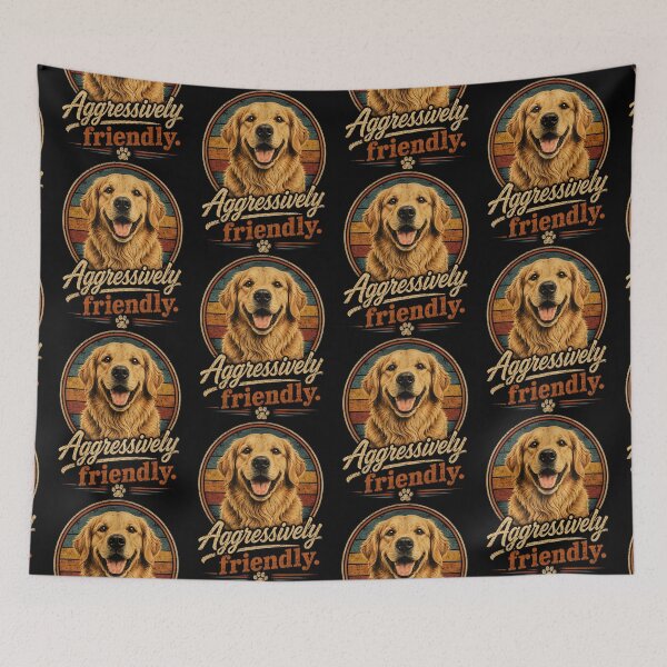 Item preview, Funny Golden Retriever Aggressively Friendly Dog Lover Vintage designed and sold by thoughtswear.