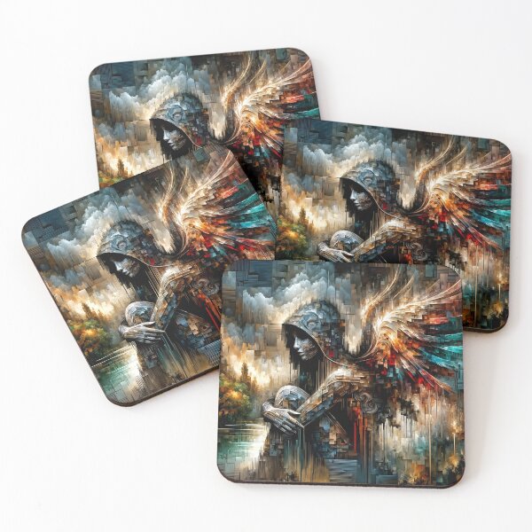 Item preview, Glitch Surrealism - Angel Finding Peace in Nature designed and sold by HarlequinDreams.
