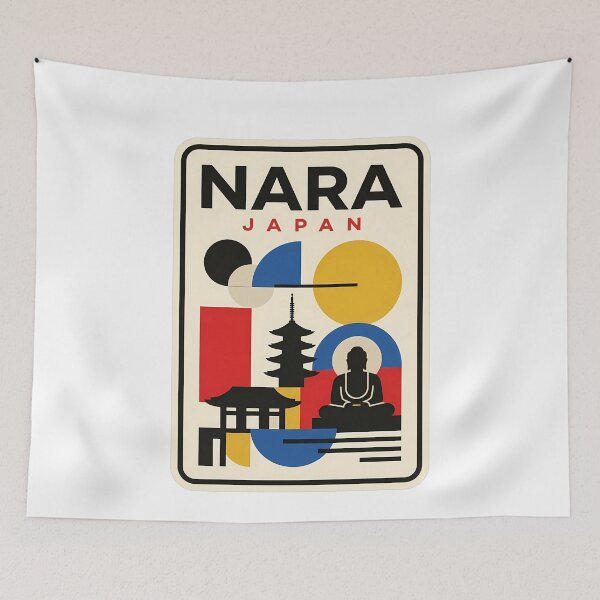 Item preview, Nara Japan Travel Poster Geometric Buddha Pagoda designed and sold by k3rstman1.