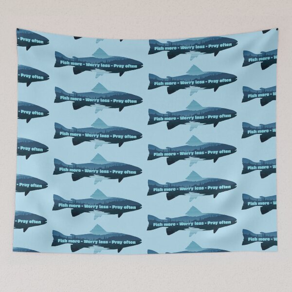 Item preview, Fish more Worry less Pray often T-shirt Christian camping Great outdoor Wonderful creation Enjoy nature Matthew 4:19 Fishers of men designed and sold by FTLOG.