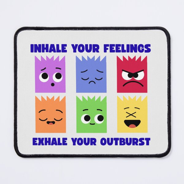 Item preview, Inhale Your Feelings Exhale Your Outburst Colorful Emotion Characters Mental Health Quote designed and sold by SHREE ART STUDIO.