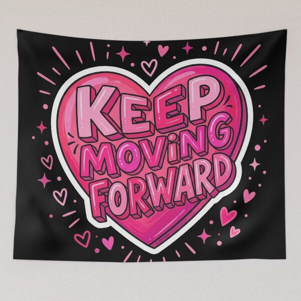 Item preview, Keep Moving Forward Pink Heart Motivational Quote designed and sold by Owcomm.