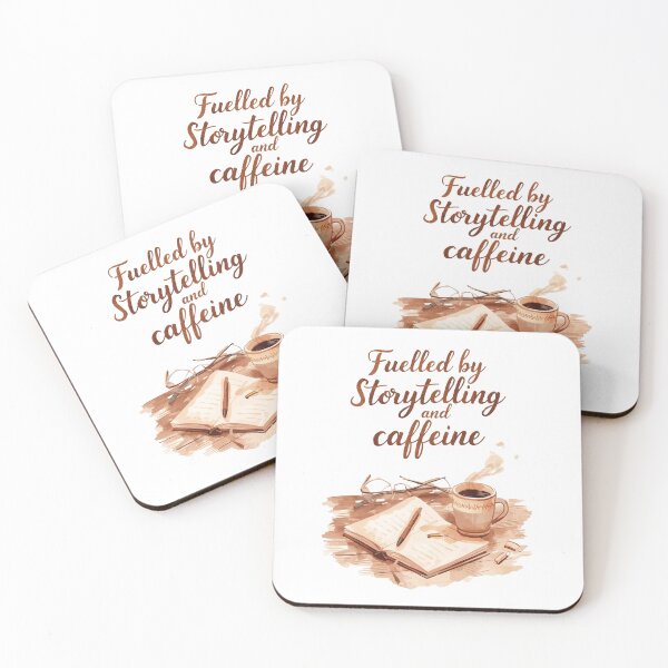 Item preview, Fuelled By Storytelling And Caffeine Watercolor Writer Aesthetic designed and sold by ConfuseLab Alt.