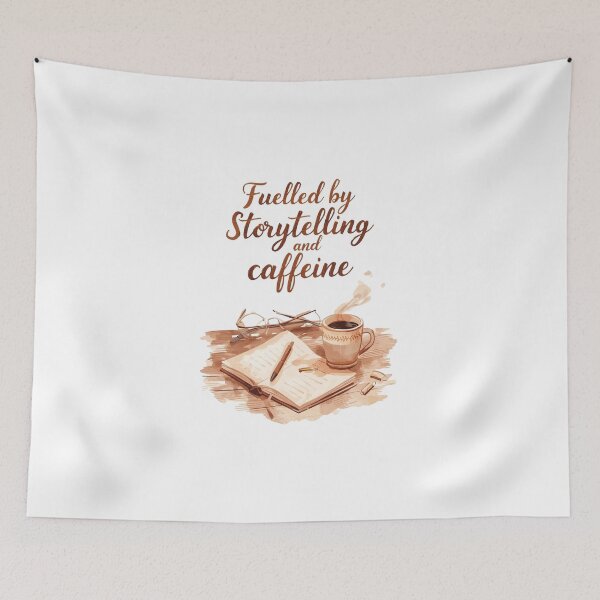 Item preview, Fuelled By Storytelling And Caffeine Watercolor Writer Aesthetic designed and sold by ConfuseLab Alt.