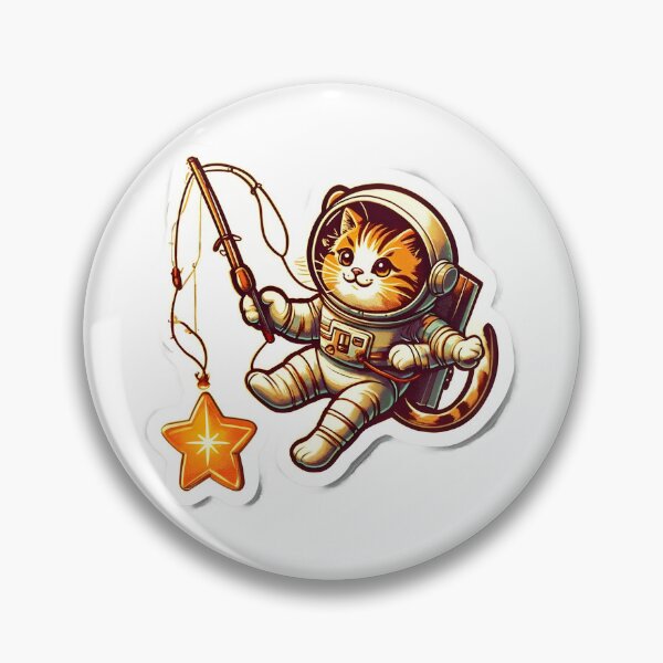 Item preview, Retro Astronaut Cat Fishing for Stars designed and sold by 77Clover.