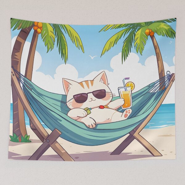 Item preview, Out of Office Cat — Vacation Mode Kawaii Sticker designed and sold by tommysworks.
