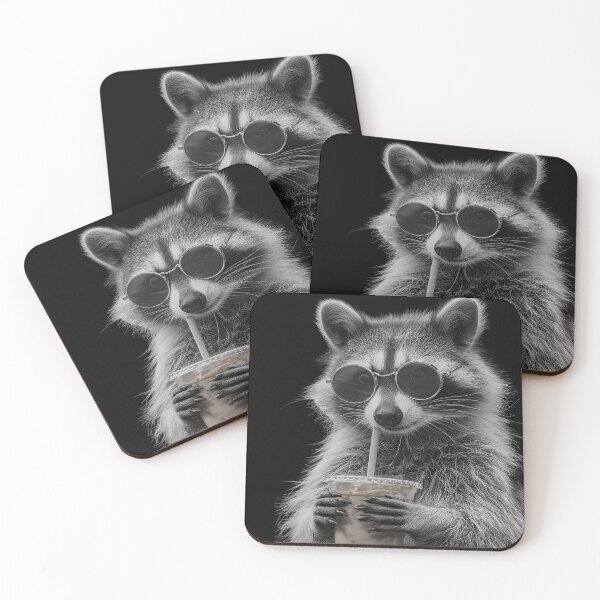 Item preview, Cool Raccoon Drinking Iced Coffee at Night - Corporate Trash Panda Coffee Lover Funny Animal Design designed and sold by DrimitStore.