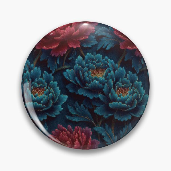 Item preview, Dark Teal Blue And Red Embroidered Floral Pattern designed and sold by igraphixart.