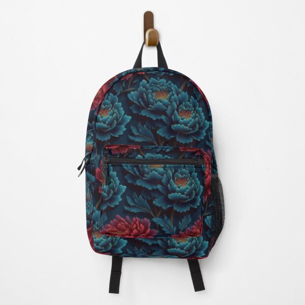 Item preview, Dark Teal Blue And Red Embroidered Floral Pattern designed and sold by igraphixart.