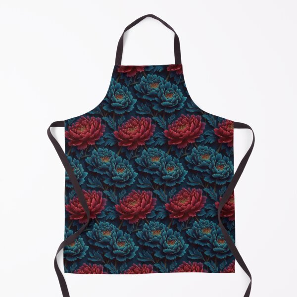 Item preview, Dark Teal Blue And Red Embroidered Floral Pattern designed and sold by igraphixart.